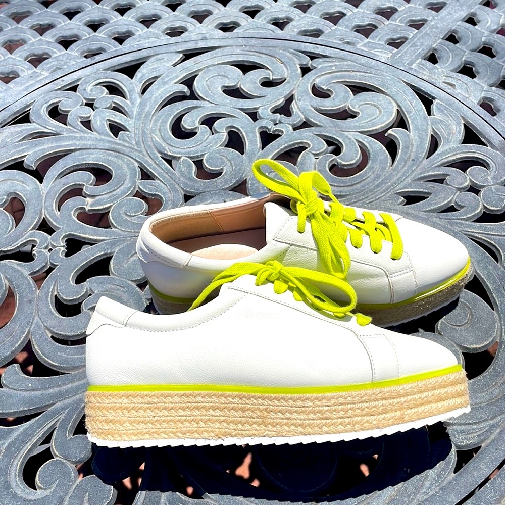 Brand new halogen white and lime green shoes